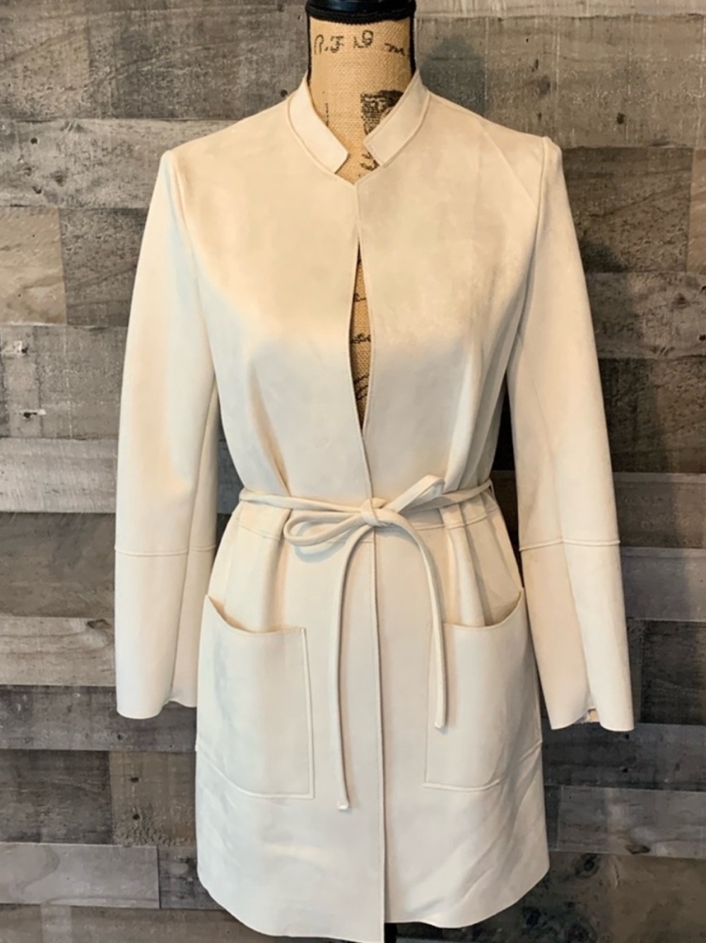 H&M Cream Belted Longline Trench Coat| Size Small
